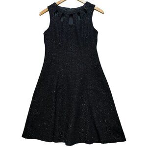 Alyx Women's A Line Mini Dress Sleeveless Stretch Size 6 Black Speckled Back Zip